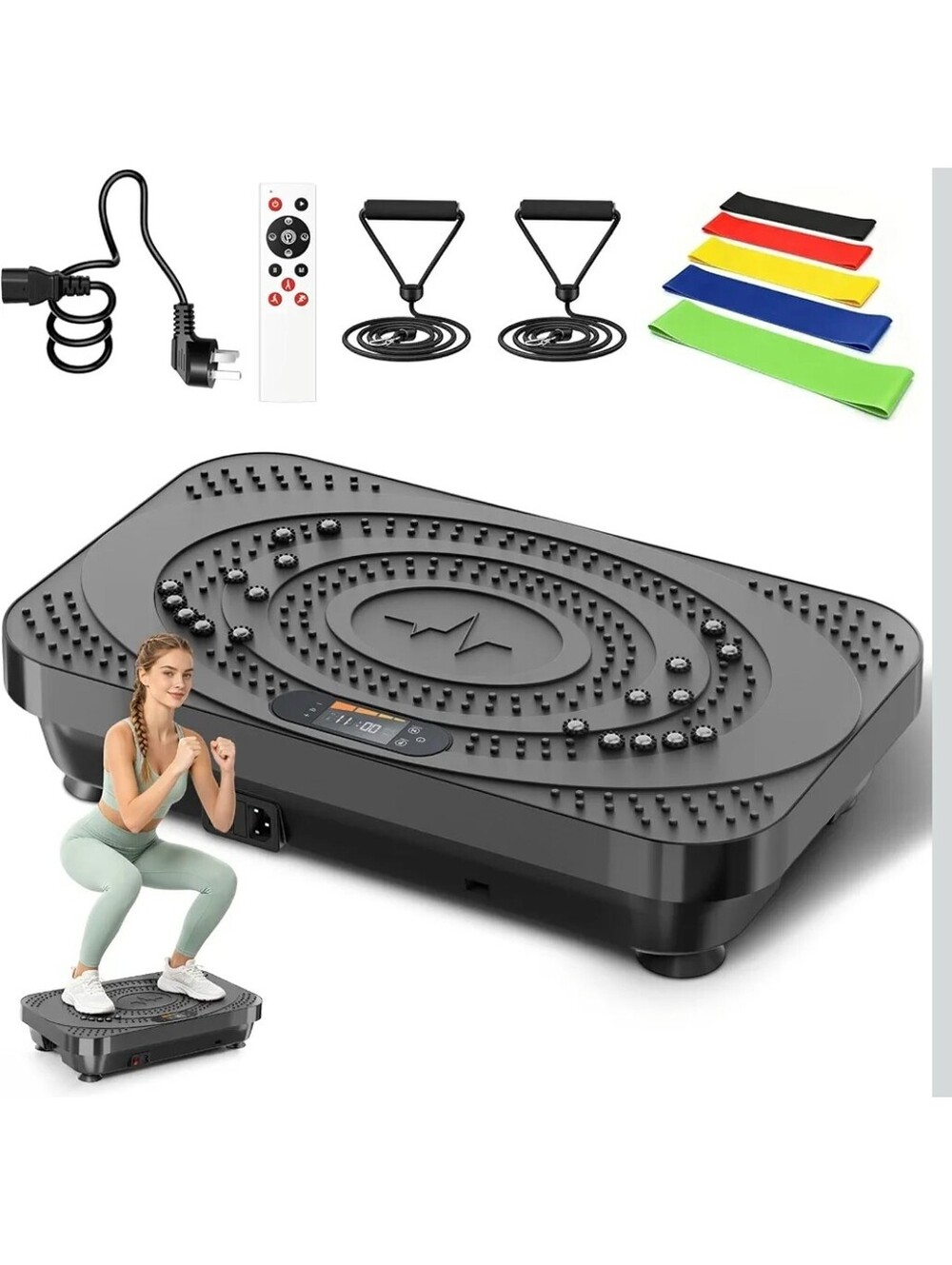 Vibration Plate Exercise Machine 450 Lbs Capacity 200 Speeds w/ Resistance Bands